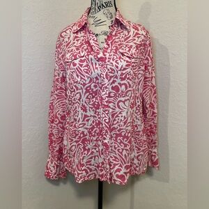 Linen Novelty Print Women's Top